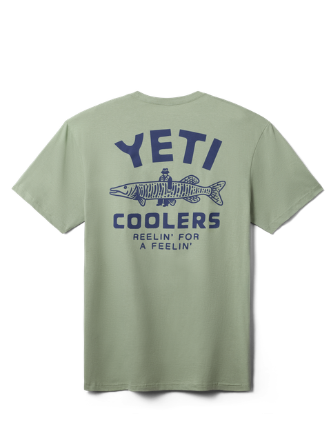 YETI Coolers® Reelin Feelin' Fishing Short Sleeve T-Shirt Olive New Arrival