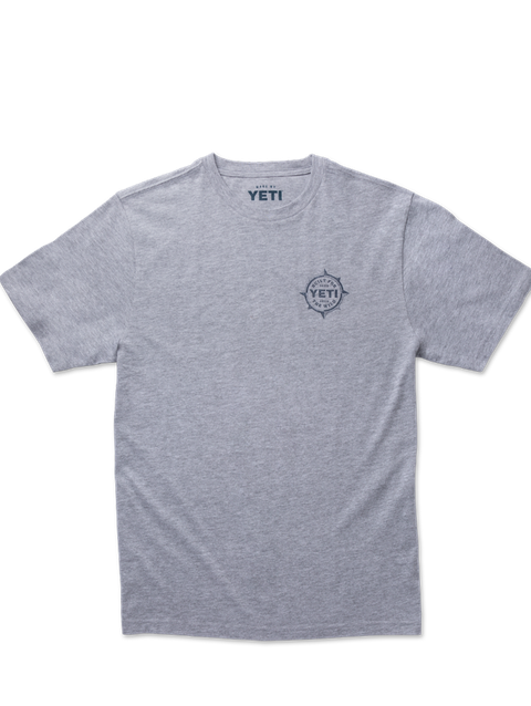 YETI Fish Compass Heather Grey T-Shirt High Quality