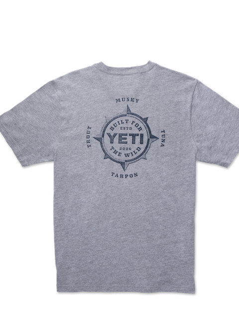 YETI Fish Compass Heather Grey T-Shirt High Quality