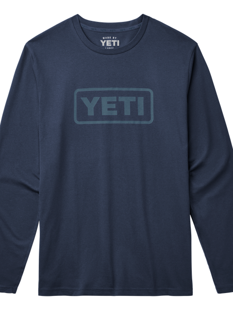 YETI Logo Badge Long Sleeve Shirt Navy On Sale