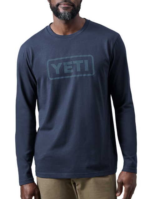 YETI Logo Badge Long Sleeve Shirt Navy On Sale