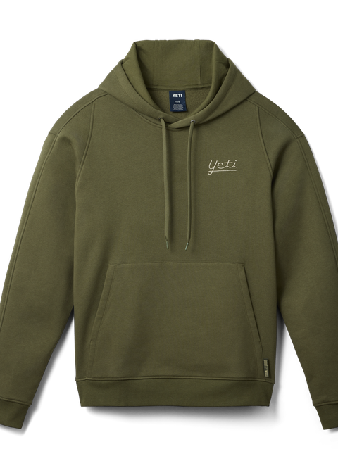 YETI® Script Built for the Wild Fleece Hoodie Olive On Sale