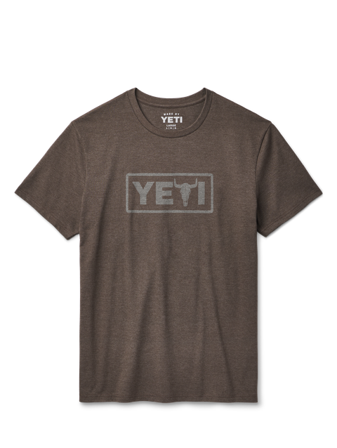 YETI Steer Badge Short Sleeve T-Shirt Heather Espresso High Quality