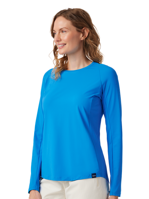 YETI Women's Crew Neck Ultra Light Sunshirt Blue On Sale