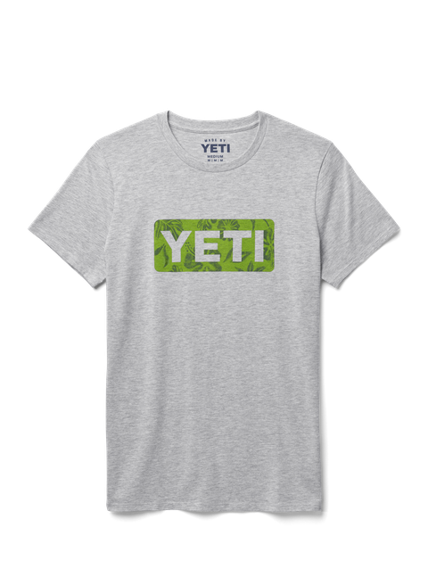 YETI Womens Floral Logo Badge Short Sleeve T-Shirt Heather Grey For Sale